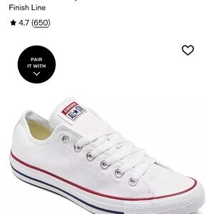 Converse Kids White Sneakers with Red and Blue Trim